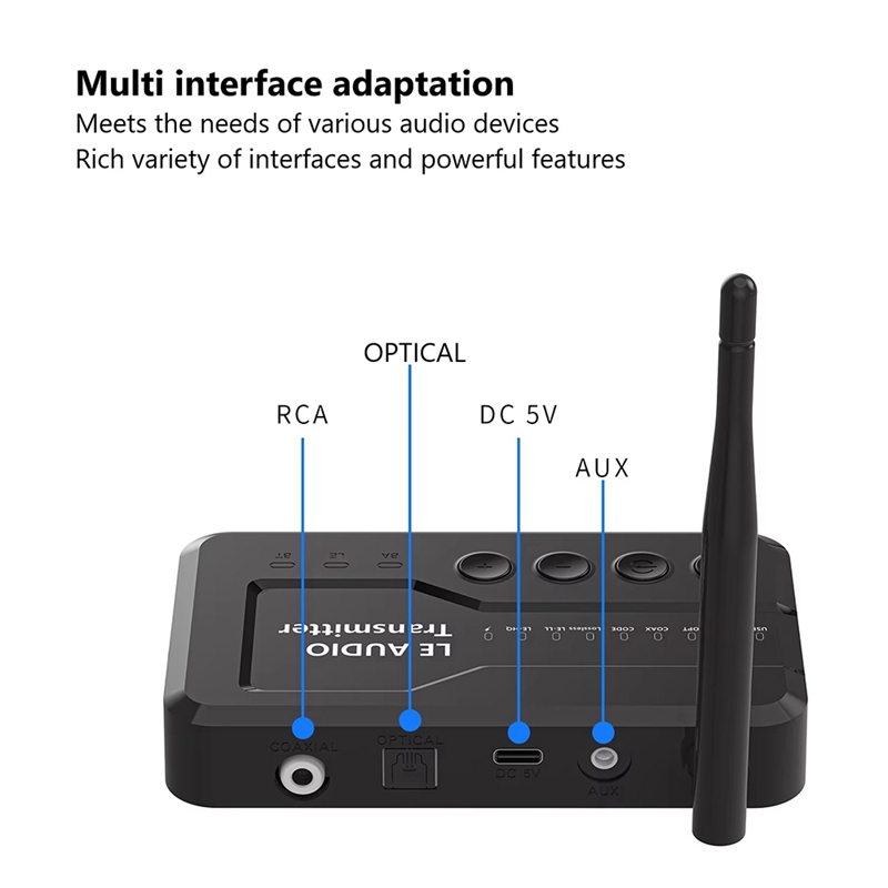 Le audio bluetooth 5.3 ljudsändaradapter för tv, hörlurar med förlustfri auracast  lc3 för spel, musiktittande – elect