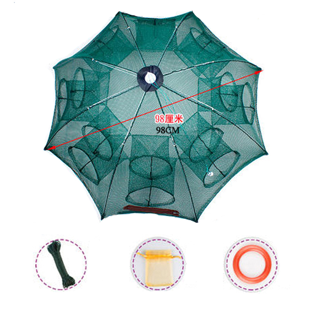 4/6/8/10/12/16/20 Holes Folded Portable Hexagon Fishing Net Crayfish Fish Automatic Trap Shrimp Carp Catcher Cages Mesh Nets Cra: 16 Imports