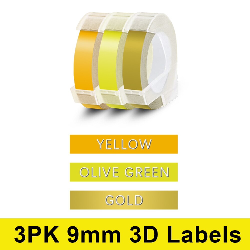 Labelwell 10 sztuk Multicolor kompatybilny dymo 3D tłoczenie taśmy 9mm DIY plastikowe tłoczenie etykiety do drukarki Dymo 1540 Motex E101: 3PK-05