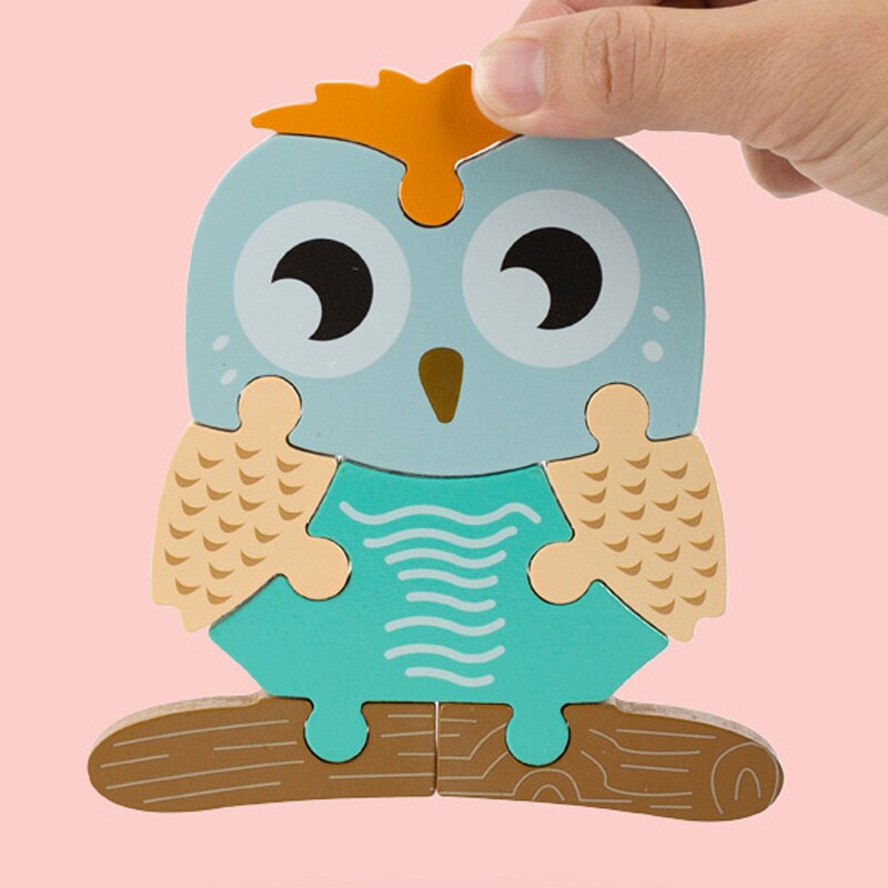 1 sztuk drewniane Puzzle 3D zabawka dla dziecka Cartoon zwierząt/ruchu Puzzle edukacyjne kolorowa zabawka poznanie dziecko zabawki edukacyjne dla dzieci