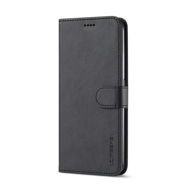 Voor Realme C3 Case Lederen Vintage Telefoon Case Op Realme C3 Case Flip 360 Magnetische Wallet Case Voor Realme C3 cover Hoesjes Fundas: Black