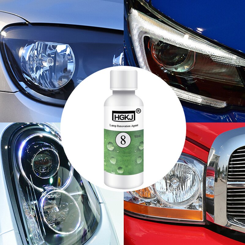 Hgkj bil strålkastare reparation renoveringsverktyg hgkj -8-50ml lampa polermedel + rengöring trasa sandpapper kit universal auto care tools