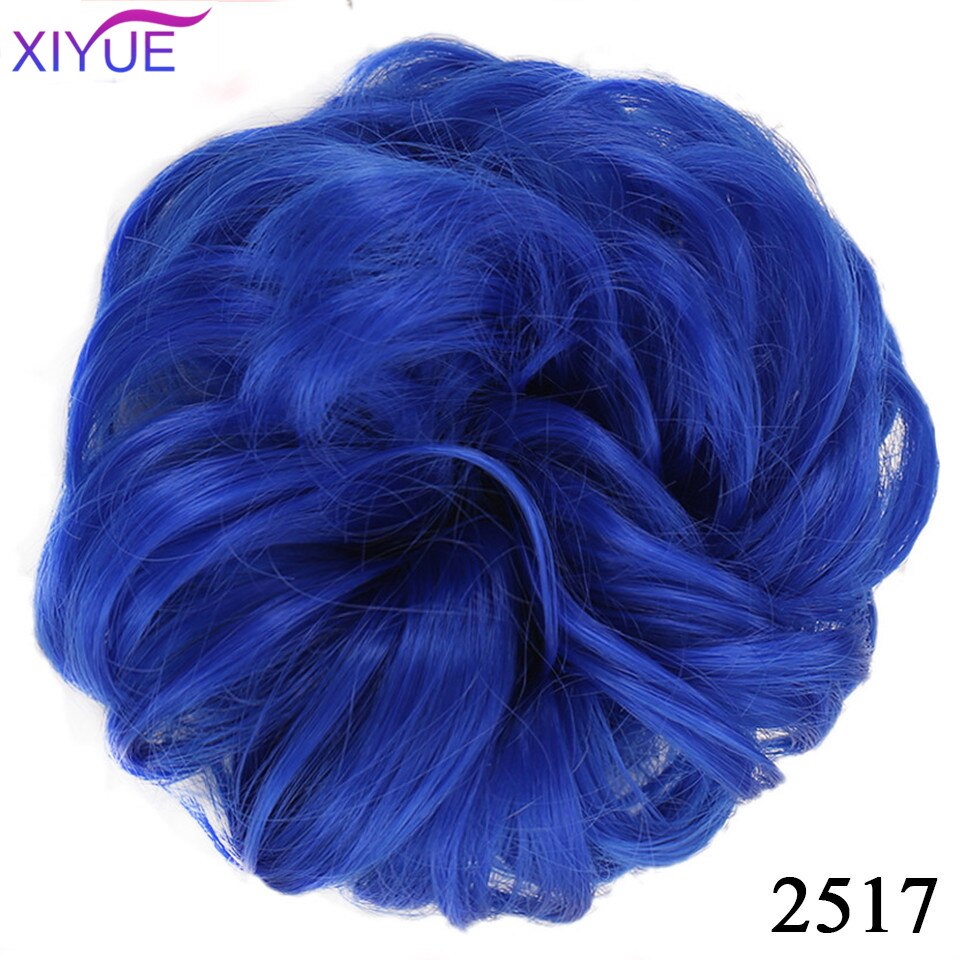XIYUEMessy Scrunchies Donut Bun Synthetic Hair Chignon Straight Elastic Band Hair Extensions Heat Resistant Hairpieces For Women: #33