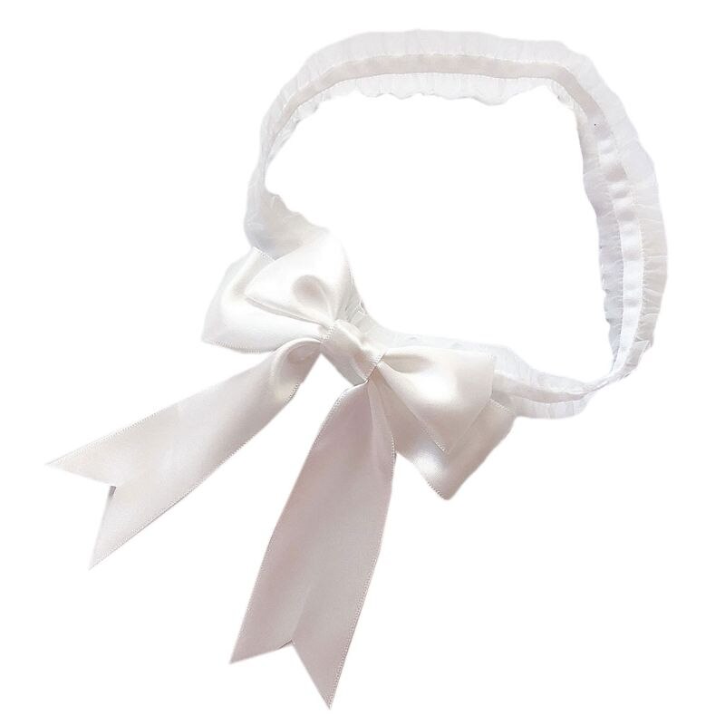 1pc kvinder brude ensfarvet blonder elastiske lårringe stort bånd bowknot brudekjole ben strømpebånd cosplay undertøj arm armbånd: Hvid