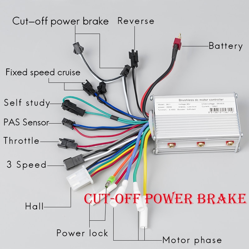 Bicicleta Electrica Controller 24V 36V 48V 250W 350W 15A Borstelloze Versnellingsnaaf Motor Ccontroller Elektrische fiets Conversie Kit