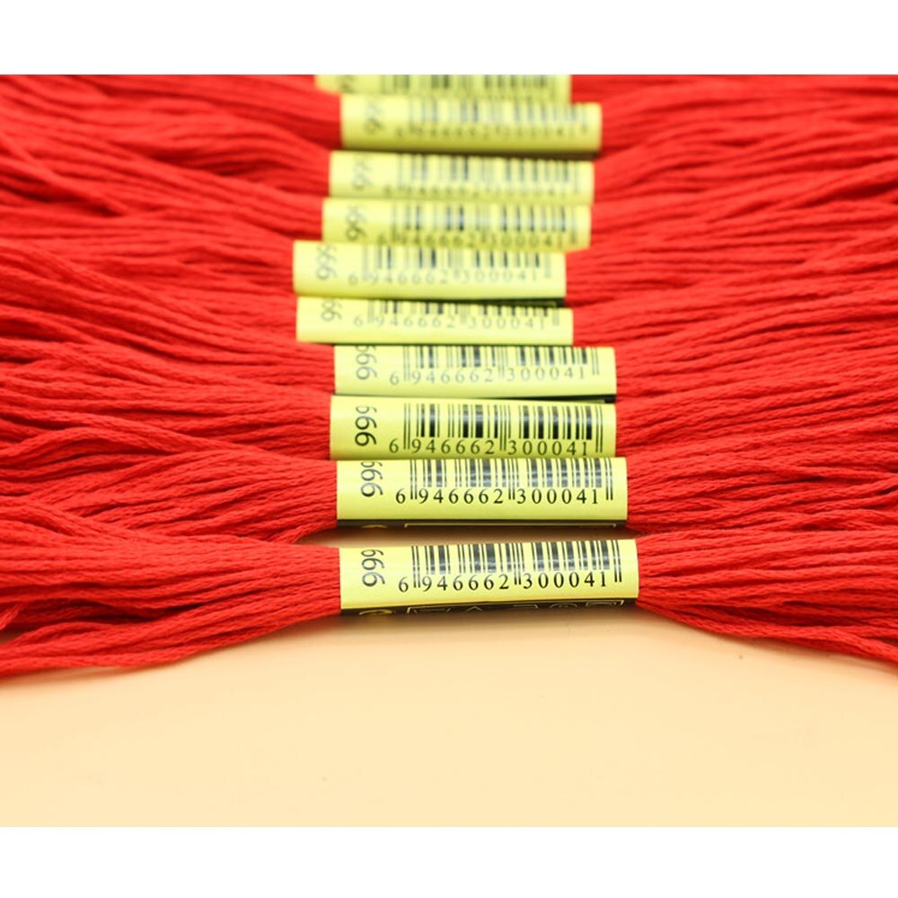 6pcs/set Red Cotton Thread Skeins Floss Embroidery Thread Handmake Crossstitch DIY Accessories Supplies Fast Solid Color 8m