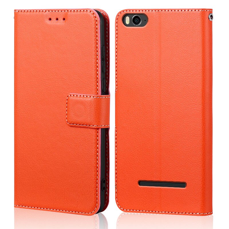 Coque For Xiaomi Mi4c Case Cover Capa for Xiaomi Mi4i flip Case Cover Fundas For Xiaomi Mi 4i Mi 4c Case Silicone leather phone: For Xiaomi Mi 4c / Orange