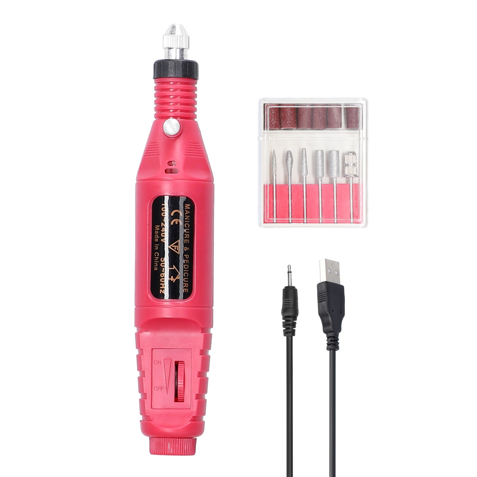 Handheld Mini Electric Grinder Nail Gelatum Removing Tool Polishing Machine Speed Adjustable Grinding Rotary Tool Kit: Red