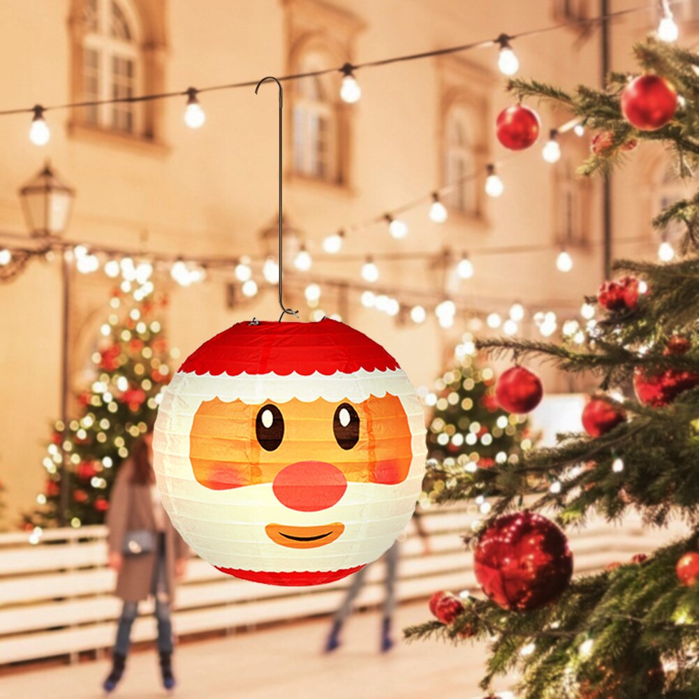 Round Paper Lantern Santa Claus DIY Hanging Ball Lantern Festival Decor Crafts Kids Christmas Decoration for Door