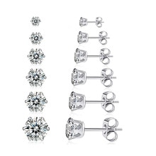 ZMZY-pendientes de broche para boda para hombre y mujer, piedra AAA CZ brillante, accesorios de joyería de cristal, acero inoxidable, 6 pares por paquete