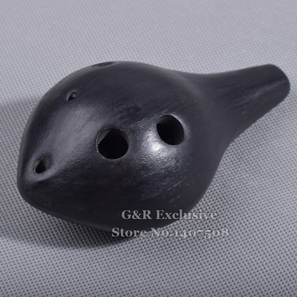 Chińnarty ceramiki czarny Ocarina AC 6 otwory flet instrument muzyczny alt C gliny Flauta dla początkujący prezent
