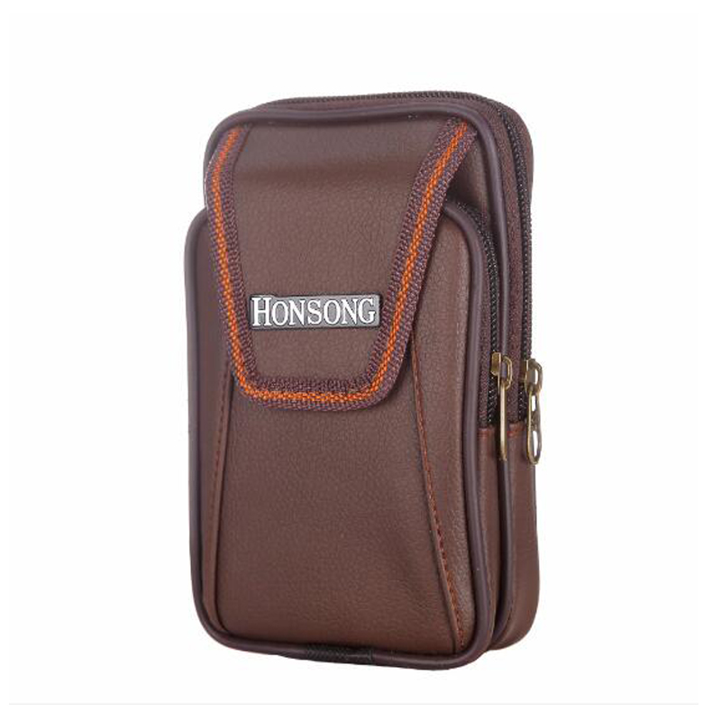 men's vertical mobile phone bag double zipper wear belt purse soft leather men's wallet assurance