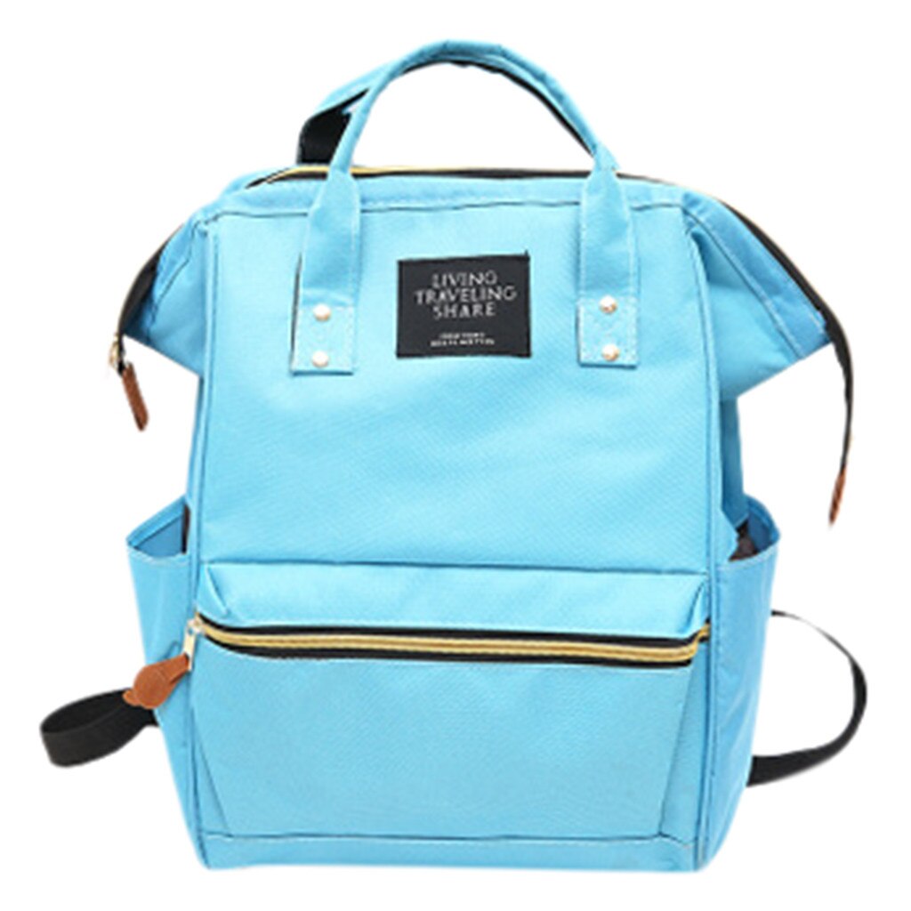 Backpack Living Travelling Share Unisex Solid Backpack School Travel Bag Double Shoulder Bag Zipper Bag