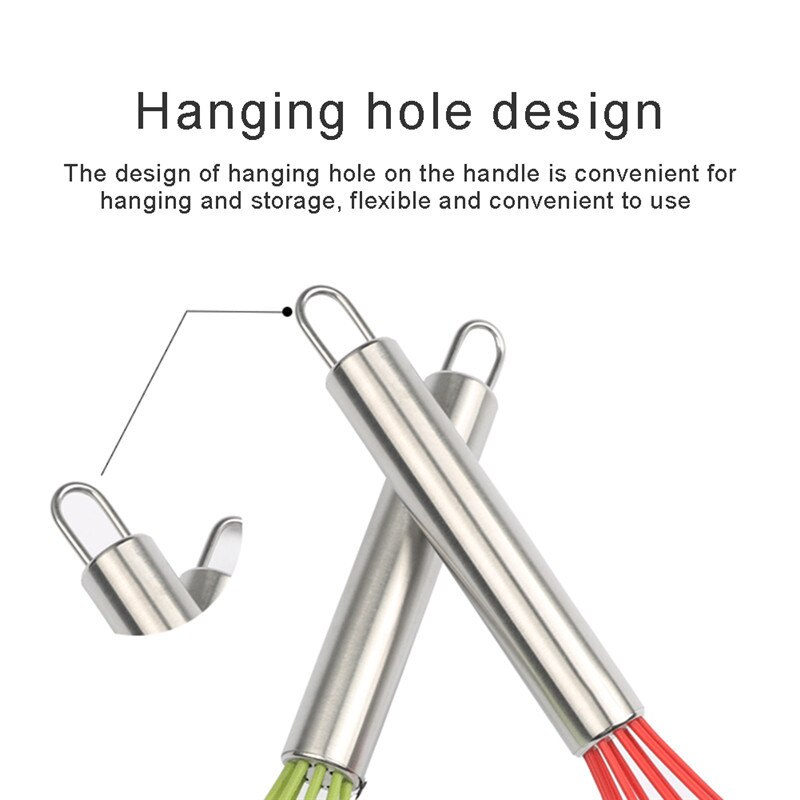 Silicone Whisk Stainless Steel Handle Egg Beater Kitchen Utensils for Blending Whisking Beating and Stirring Kitchen Egg Tools
