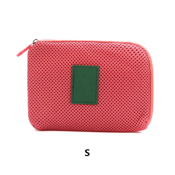 PURDORED 1 Pc Portable Solid Digital Storage Bag Travel Mini Earphone Cable USB Bag Earphone Devices Organizer Storage Wrap: red S