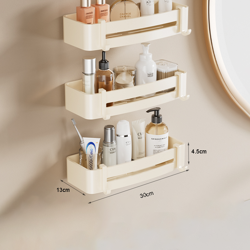 Wandgemonteerd shampoorek, doucheplank, organizer, opbergrek, 1/2/3-- laags shampoorek voor de badkamer.: Rood