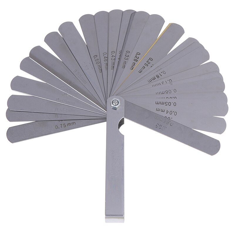 1set Stainless Steel 32 Blades Feeler Gauge Metric Gap Filler 0.04-0.88mm Thickness Gage For Measurement Gauging Measuring Tool