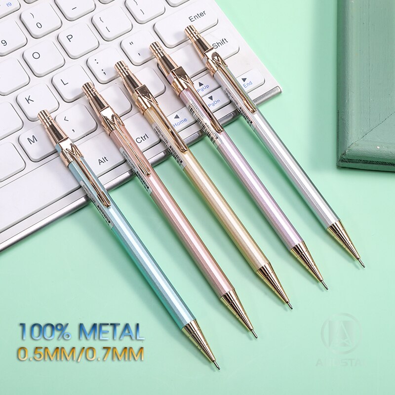 M&amp;G Full Metal Mechanical Pencils Morandi Color 0.5mm HB Lead Refill Student Writing Automatic Pencils Lapiseira School Supplies