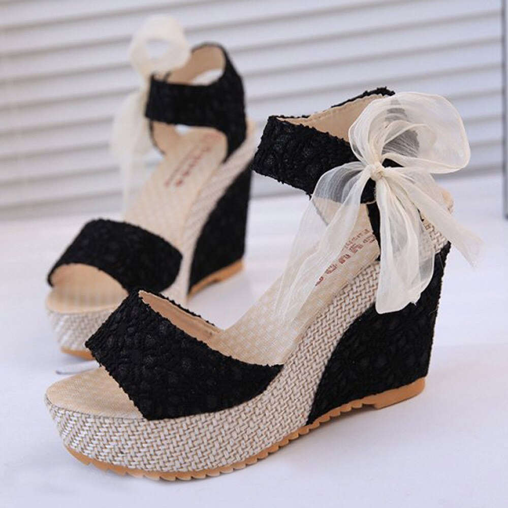 Women Summer Slope With Flip Flops Sandals Loafers Shoes Summer sandals Wedges Sandals in stocks: black / 37