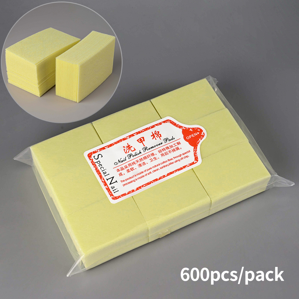 100/500/600/1000 Uds almohadillas de algodón profesionales sin pelusa 100% almohadillas de Gel para manicura toallitas limpiadoras sin pelusa herramientas de limpieza de uñas: Púrpura