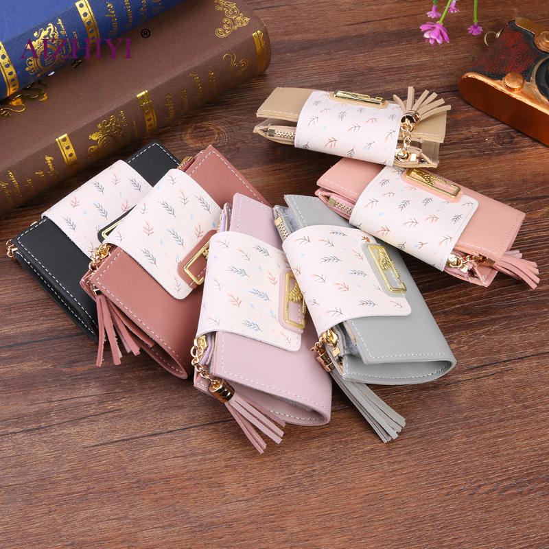 Kwastje Vrouwen Portemonnee Kleine Leuke Portemonnee Vrouwen Korte Lederen Vrouwen Portefeuilles Rits Vouwen Portemonnees Vrouwelijke Portemonnee Clutch