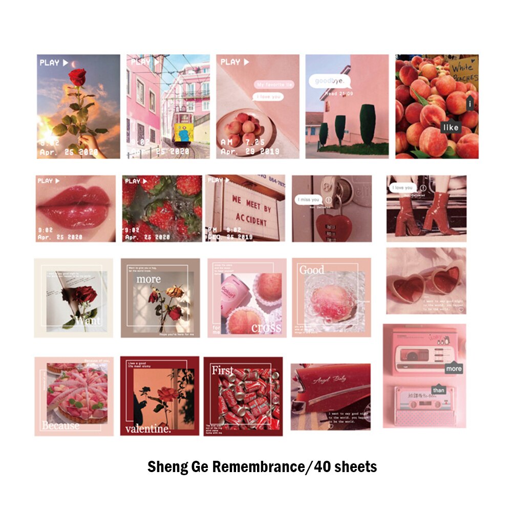 40 stk/pakning vintage ins foto himmel pvc klistremerker pakke diy dagbok dekorasjon klistremerke scrapbooking multistyle himmel dyrefoto: Stil 3