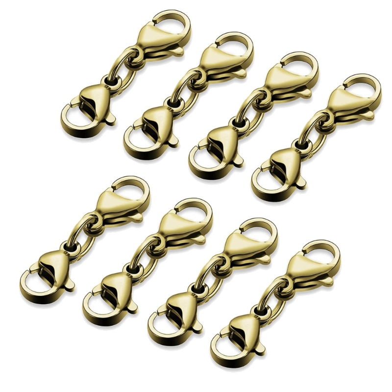 8 Stuks Dubbele Kreeft Sluitingen Ketting Armband Sluiting Connector Dubbele Opening Sieraden Sluitingen Voor Diy Sieraden Maken: WHITE