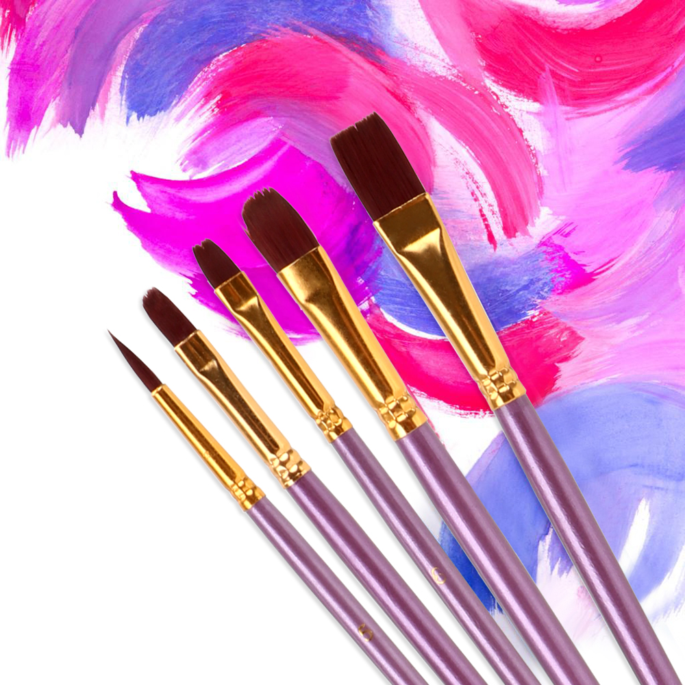10Pcs/Set Purple Artist Paint Brush Set Acrylic Drawing Nylon Hair Watercolor Oil Painting Brushes Acrylic Paints