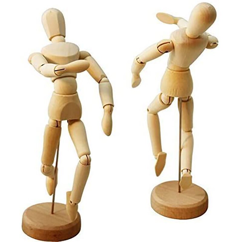 Flexible Wooden Puppet Model Removable Wooden Artist's Sketch Model Home Office Desk Decoration 2 Pcs 12 Inch