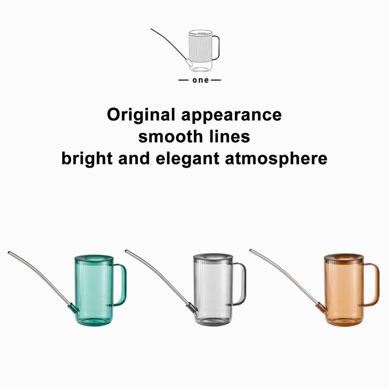 1L Clear Cylindrical Watering Can With Stainless Steel Long Spout Garden Plant Watering Tool For Houseplants Desk Plants Indoor