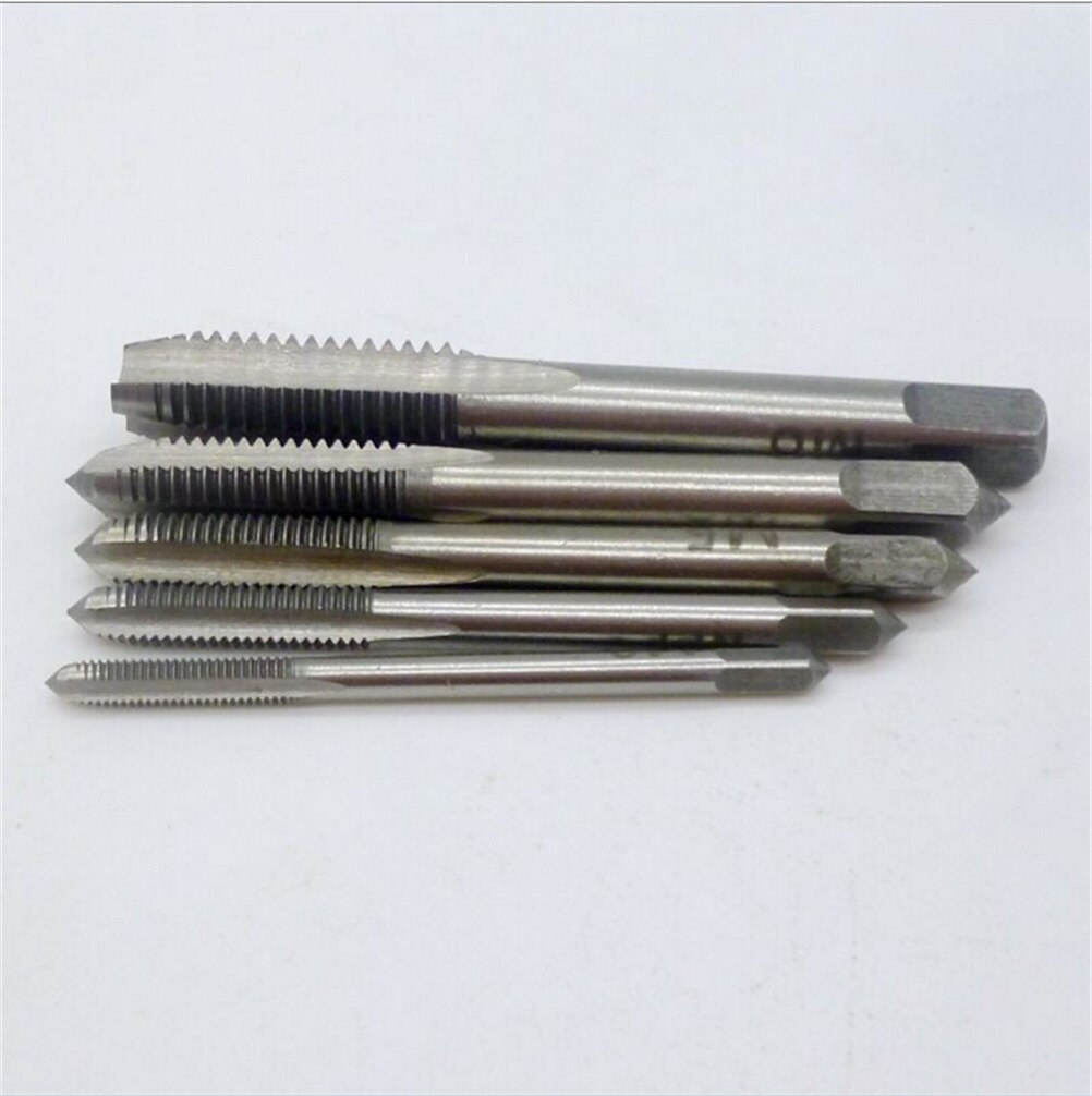 5PCS/Set HSS M3 M4 M5 M6 M8 Machine Straight Fluted Screw Thread Metric Plug Hand Tap Drill Set Hand Tools