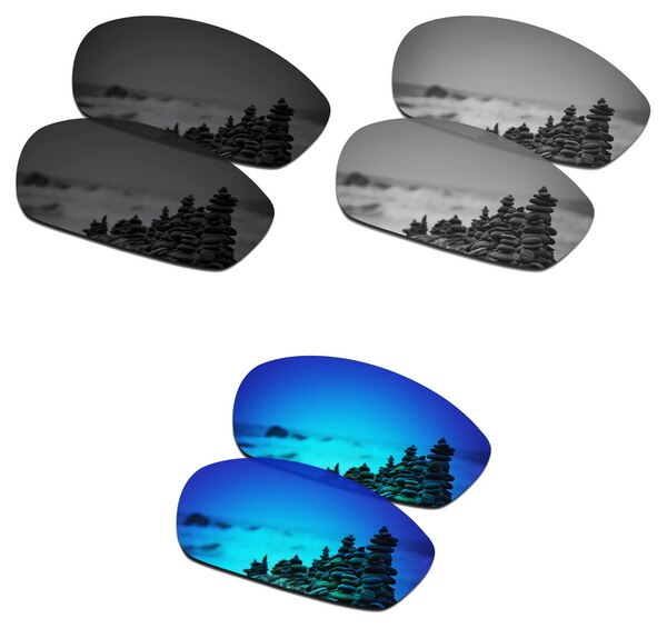 SmartVLT 3 Pairs Gepolariseerde Zonnebril Vervanging Lenzen voor Oakley Straight Jacket 2007 Zwart en Zilver Titanium en Ijs Blauw: Default Title