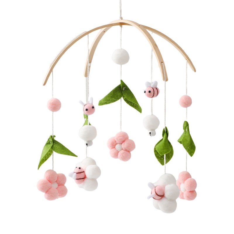 Baby Holz kleine Birdie Bett Glocke Halterung Cartoon Krippe Bett Glocke mobile hängende Rassel Spielzeug Kleiderbügel Baby Krippe Dekoration Access ori: Mehrfarben