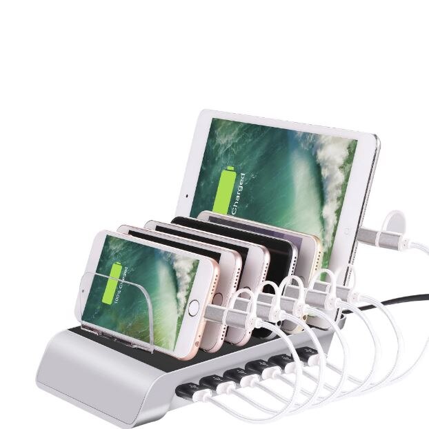 Usb charging station, 6-port multiple charger station Mobile phone docking station for iPhone and other USB charged devices