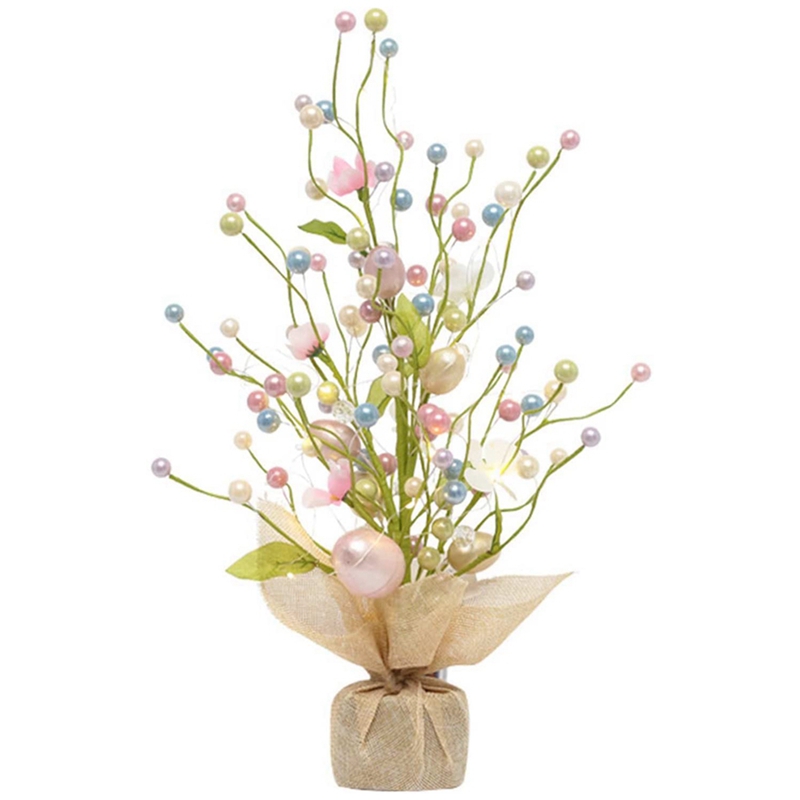 Table Easter Tree Artificial Tree With LED Light And Egg Artificial Bonsai Tree Desk Tree Lamp Night Light For Easter: Default Title