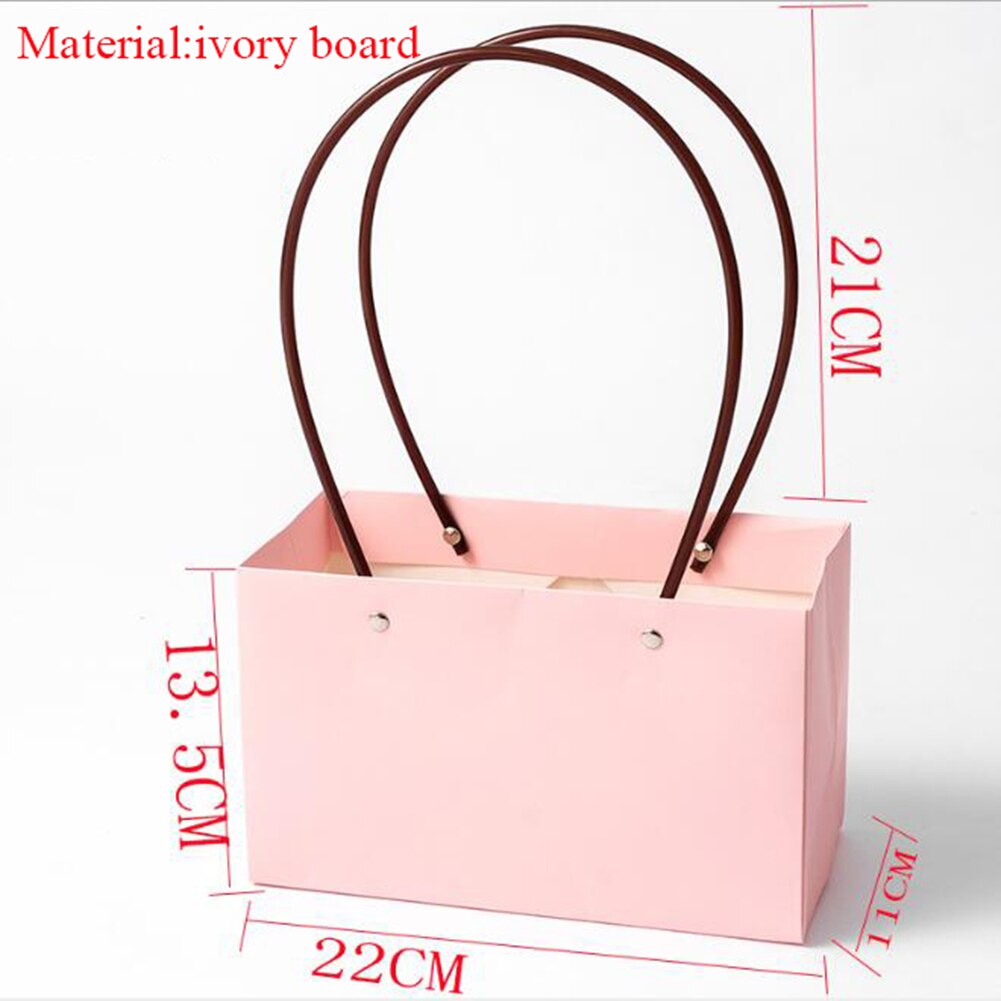 Portable Flower Basket Useful Round Florist Box Convenient Plant Boxes Multifunction Fleur Bouquet Baskets Durability Flower Box: Pink