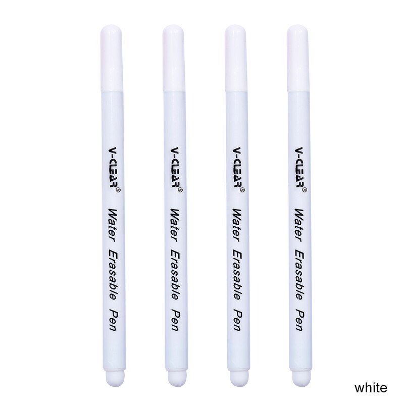 Miusie 4 stk opløseligt korssting vand sletbare kuglepenne gennemtrængning blæk stof markørpenne diy håndarbejde syning værktøj: Hvid