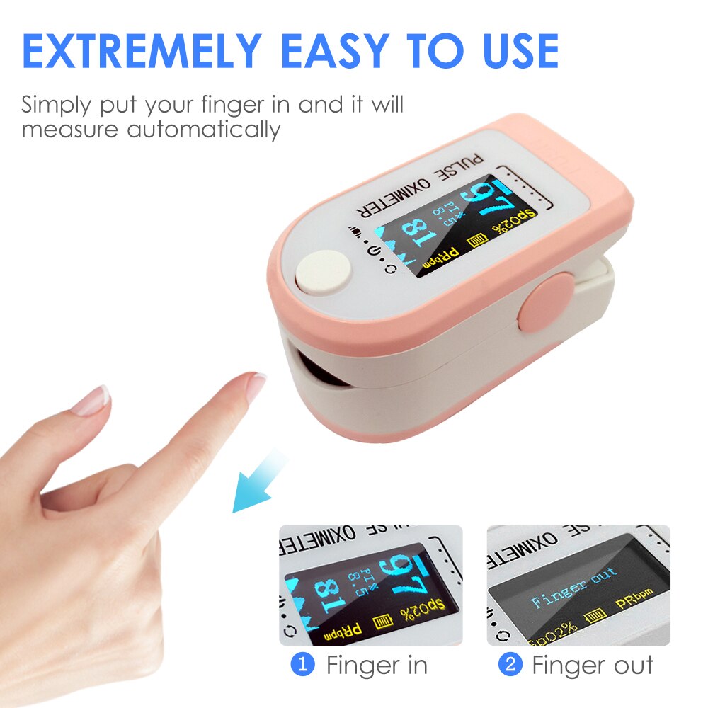 OLED Display Pulse Oximeter Portable Finger Oximeter Blood Oxygen Saturation Monitor SPO2 Pulse Rate Meter Pulsoximeter