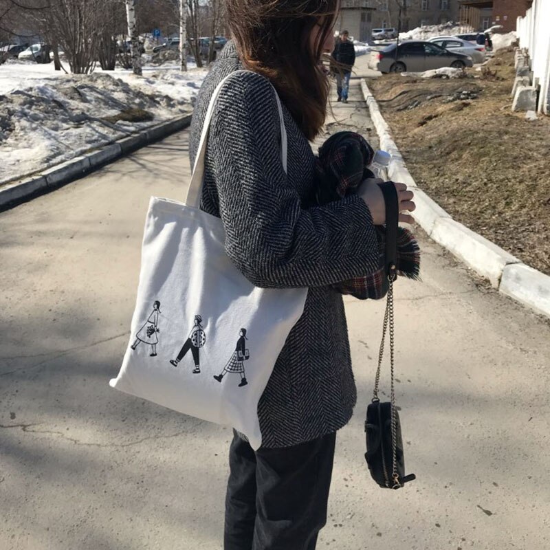 Ladies Handbags Canvas Tote Bag Cotton Cloth Shoulder Shopper Bags for Women Eco Foldable Reusable Shopping Bags