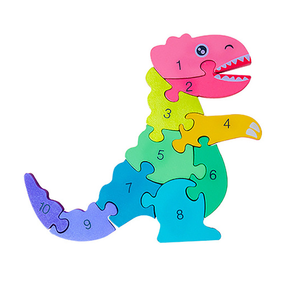 Magnetische Puzzel Kinderen Voorschoolse Educatief Digitale Dinosaurus Puzzel Houten Dier Vroege Educatief Speelgoed Puzzel