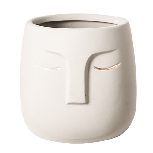 Pot de fleur avec visage en céramique, Pot de fleurs avec personnage abstrait moderne, Vase de plantes en Pot de jardin, décoration de jardinage, ameublement: G-10.5x10.5x12.5cm