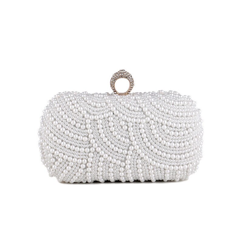 Sac à main en perles blanches de mariage, sacs à main en strass, sacs de soirée, petites pochettes de jour, sac à bandoulière en chaîne pour boîte de nuit FTB332
