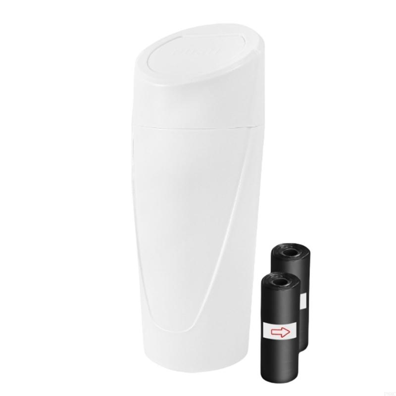 Contenedor basura para vehículos P88C con tapa a presión, bote capacidad media, bote basura para automóvil,: Blanco