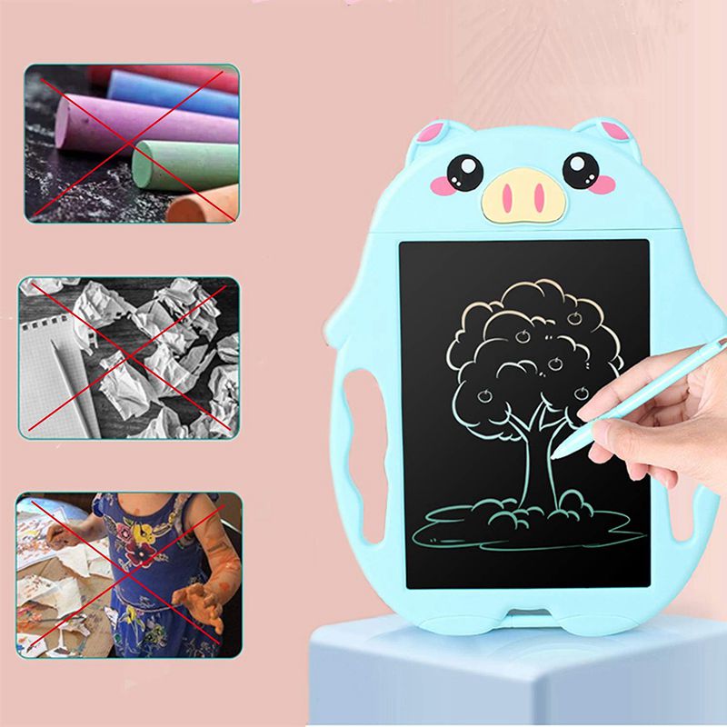 2 Set LCD Writing Tablet , Colorful Doodle Board Drawing Board, Birthday for 2-6 Years Kids, Blue Pig & Pink Pig
