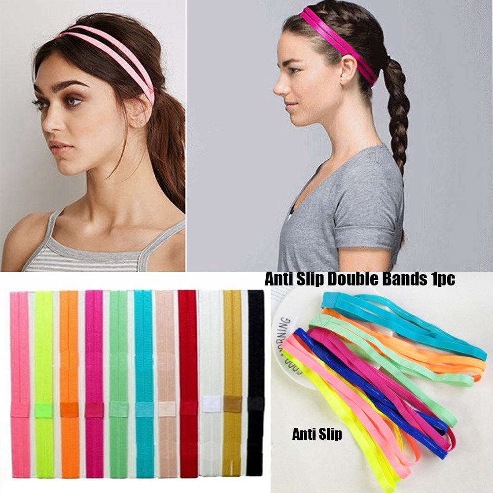 1pc unisex 8 farver dobbeltbånd yoga elastisk hårbånd anti slip hår reb sport hovedbøjle fitness løb hovedbeklædning tilbehør