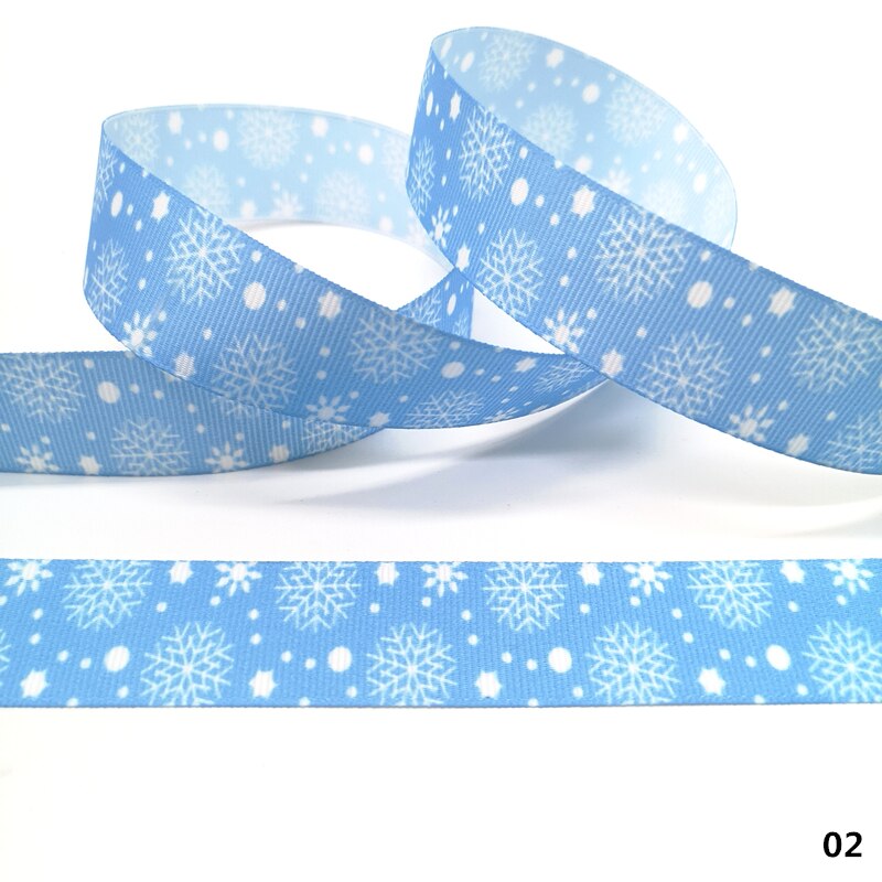 5 yards 25mm julebånd termisk overføring trykt grosgrain bånd for innpakning bryllup dekorasjon hårsløyfer gjør det selv: 02