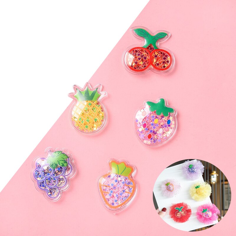 20Pcs Lucency PVC Fruit Quicksand Sequins Scrapbook Patch DIY Craft Supplies Sewing Girls Handmade Hair Tie Hairpin Accessories