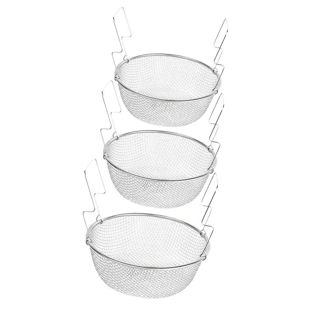 Round Stainless Steel Fried Basket Mesh Strainer Frying Chicken Chips Colanders Kitchen Strainer Basket Mesh Food Strainer