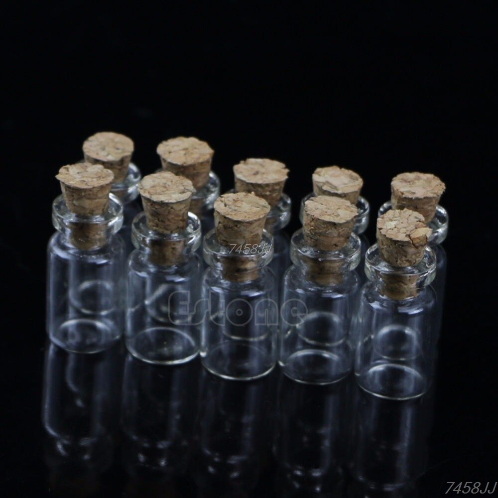 10Pcs Kleine Lege Clear Glazen Fles Flesjes Met Kurk Opslag Craft 0.5Ml 10*18Mm G03