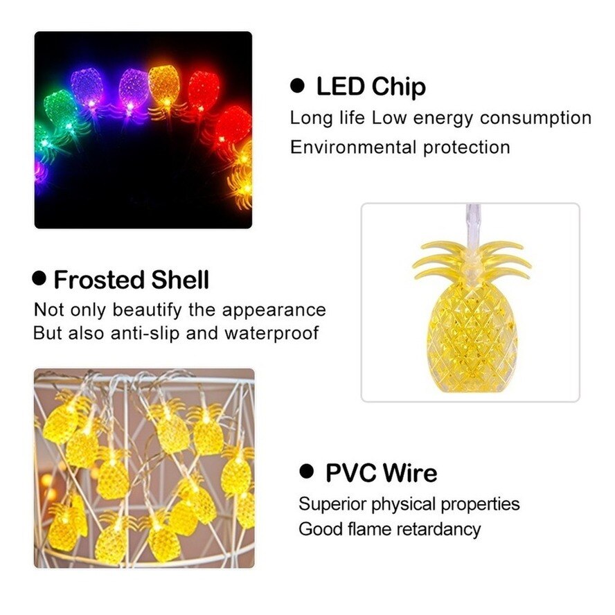 Rgb Led Ananas Fruit Slingers Kleurrijke Garland String Fairy Lights Batterij-Aangedreven Lantaarns Kerst Bruiloft Decoratie